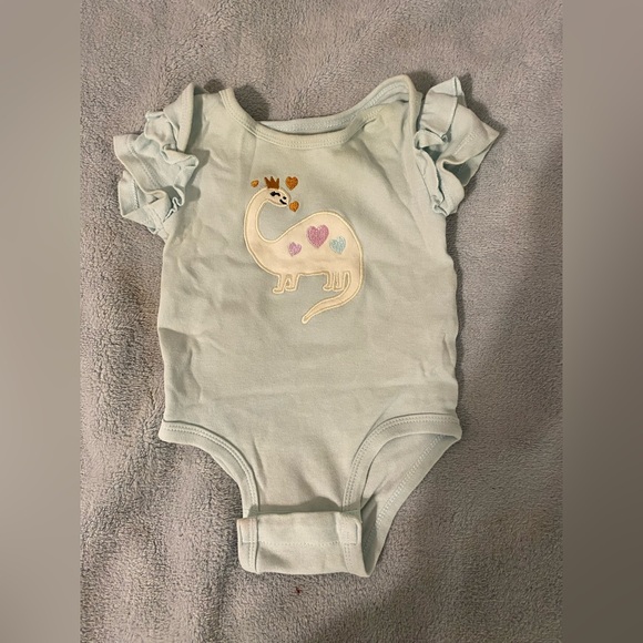 Turquoise Dino Baby Bodysuit - Picture 1 of 4
